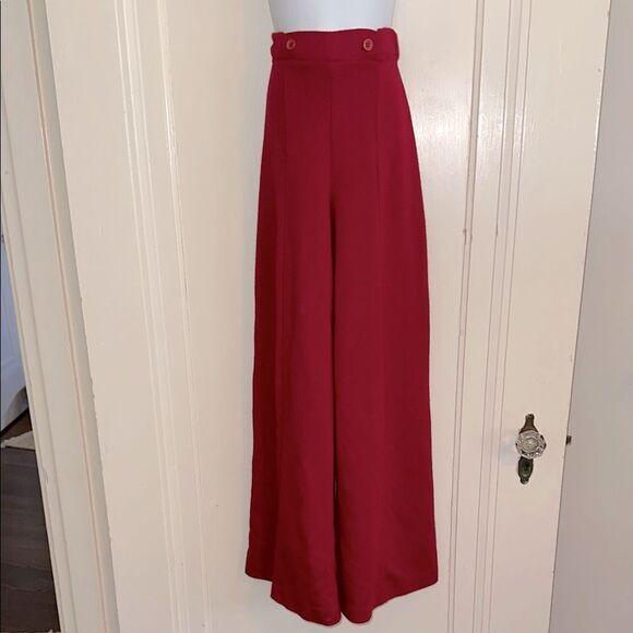 Vintage 70s Cinderella girls red acrylic/polyester wide leg pull on pants - Picture 1 of 11